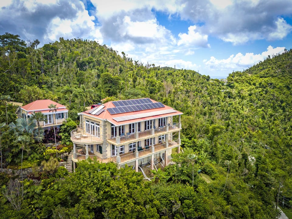 Drone photo of Drake's View Villa