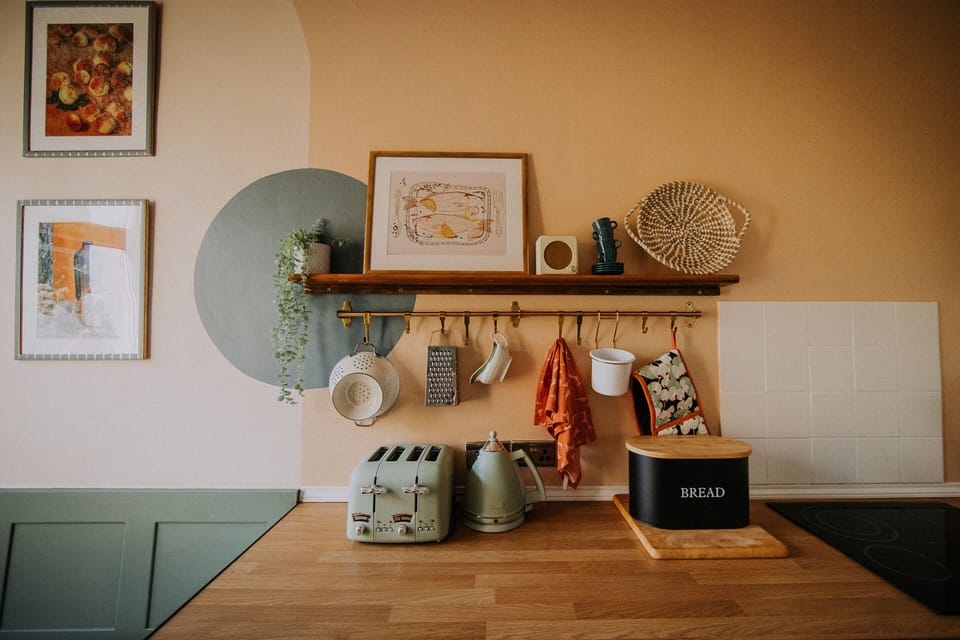 The beautiful fully equipped kitchen with coffee  machine and more