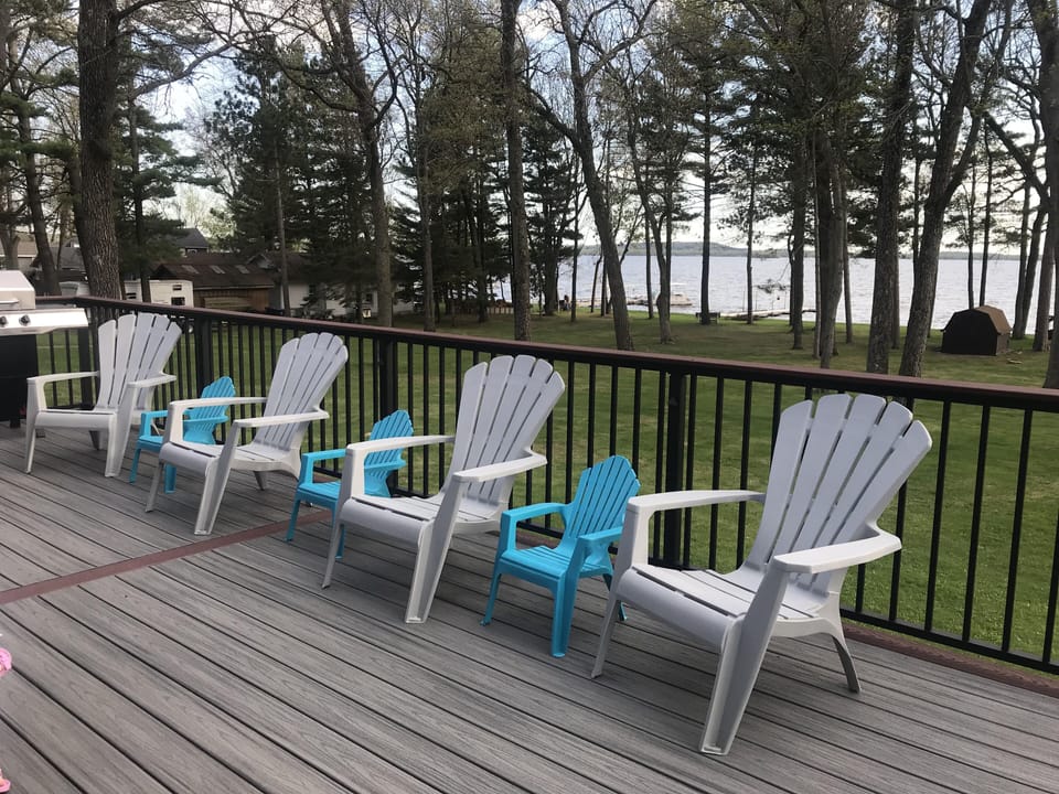 Back deck from main level overlooking Shawano Lake