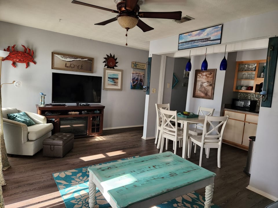 Living room TV area with cable.