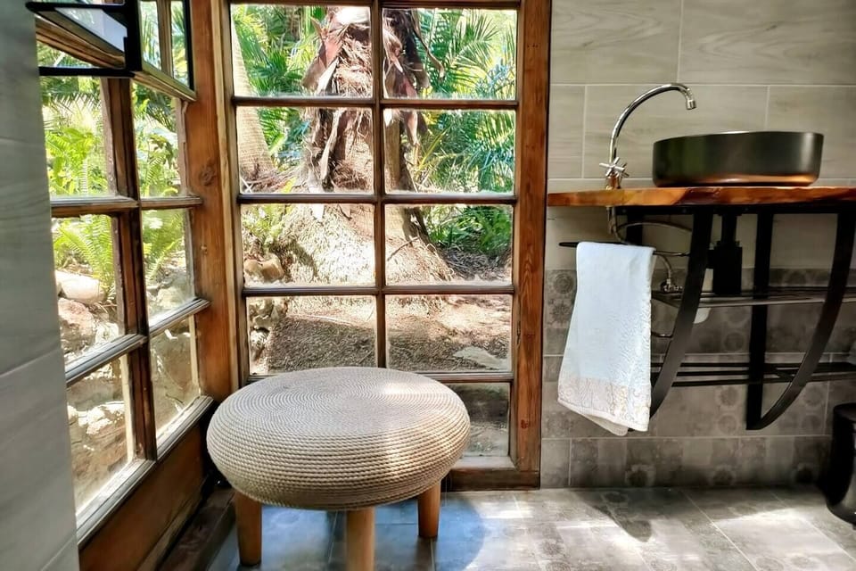 Bathroom with garden view