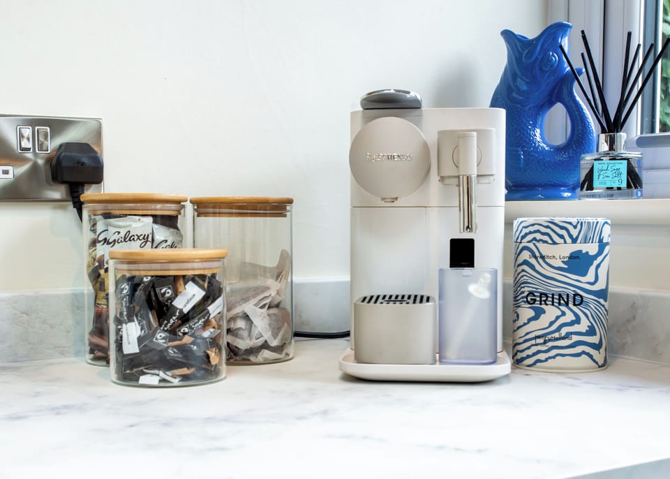 Nespresso compatible coffee machine for guests use.