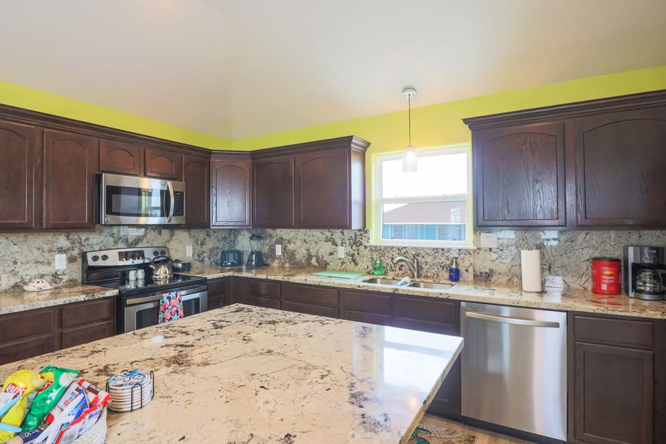 Island and kitchen