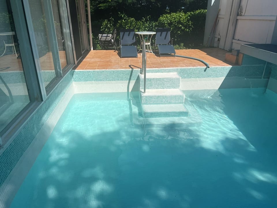 Your brand new pool lines with blue glass! 
Gorgeous!

