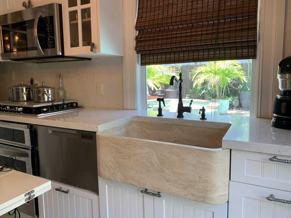 Kitchen with waterfall view