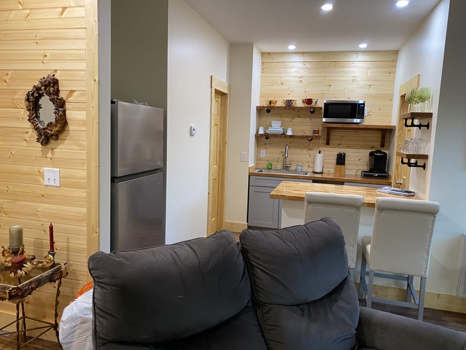 Kitchen area
No stove and full size refrigerator 