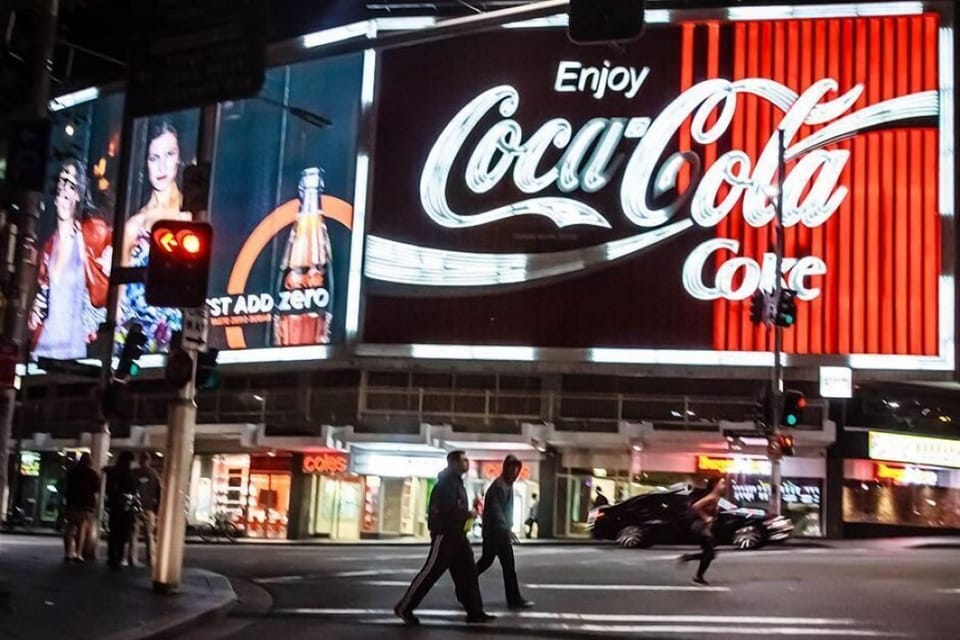 The famous Coca Cola sign is a five minute walk