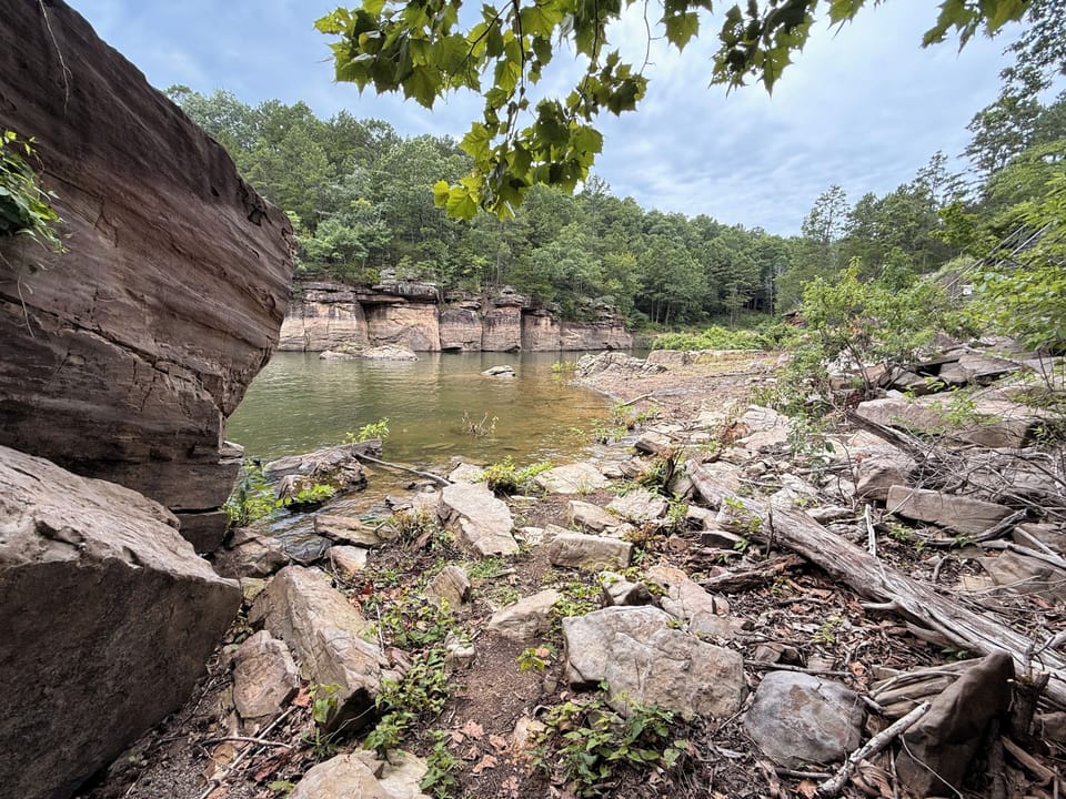 Swim area at bottom of steps when water is at norm.