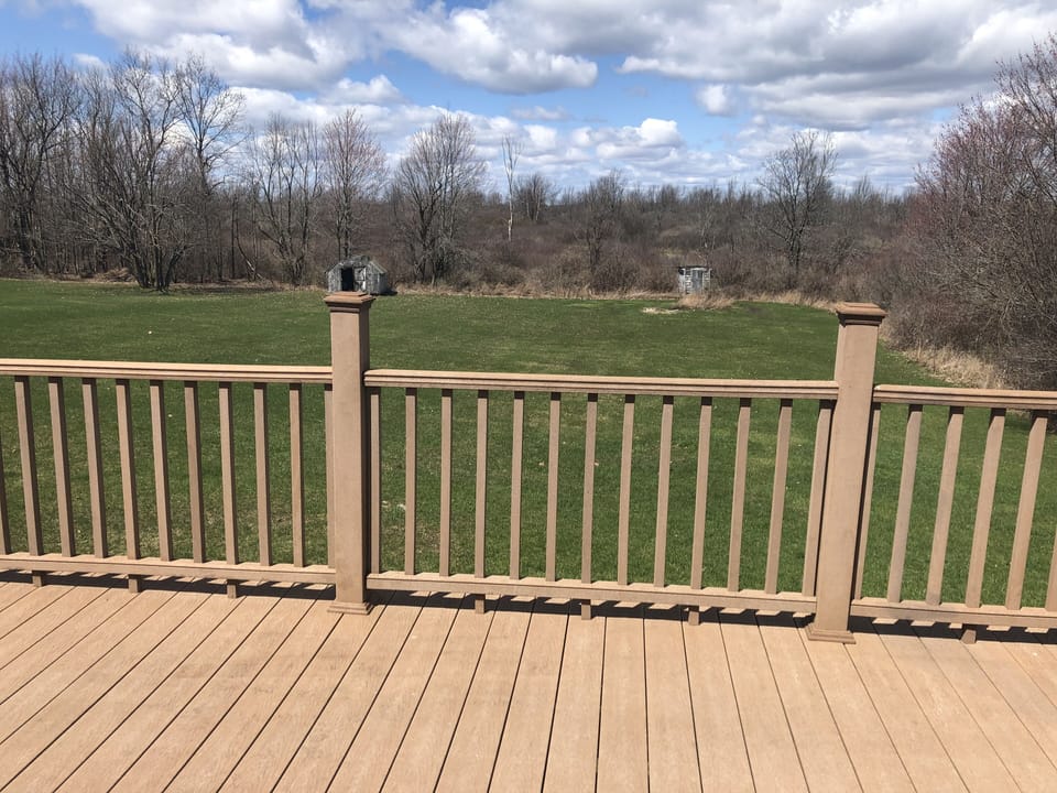 View of yard from back deck. 