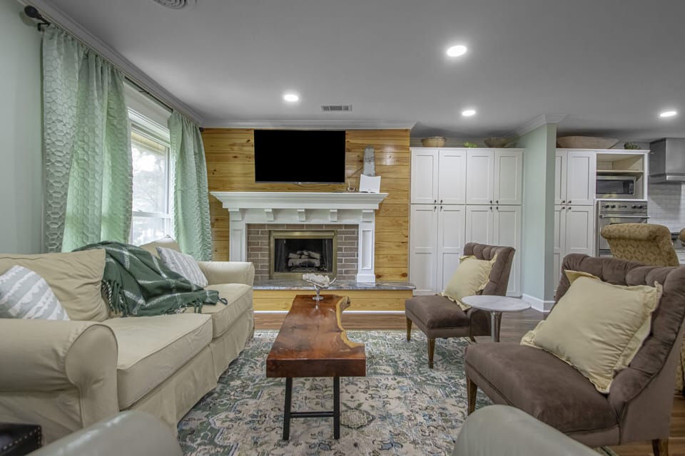 Gas fireplace in living room 