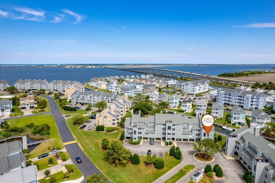 Aerial View of Soundside Breeze Condo in the Pirates Cove Gated Community