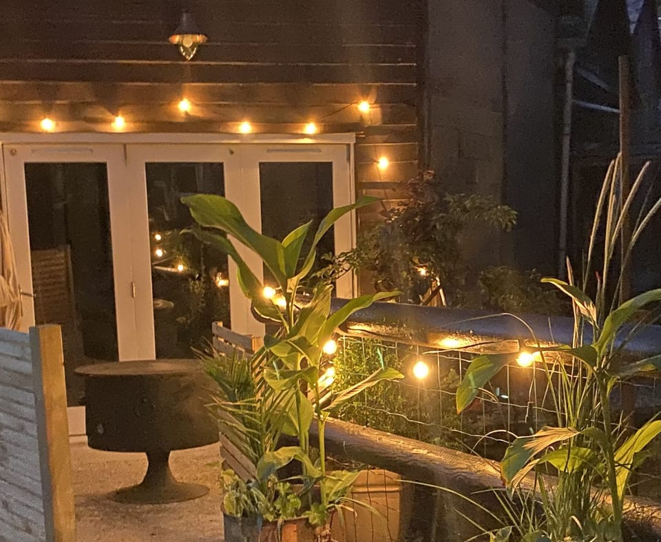 The terrace at night, listening to the rushing river (listen @maisondelacalonne)