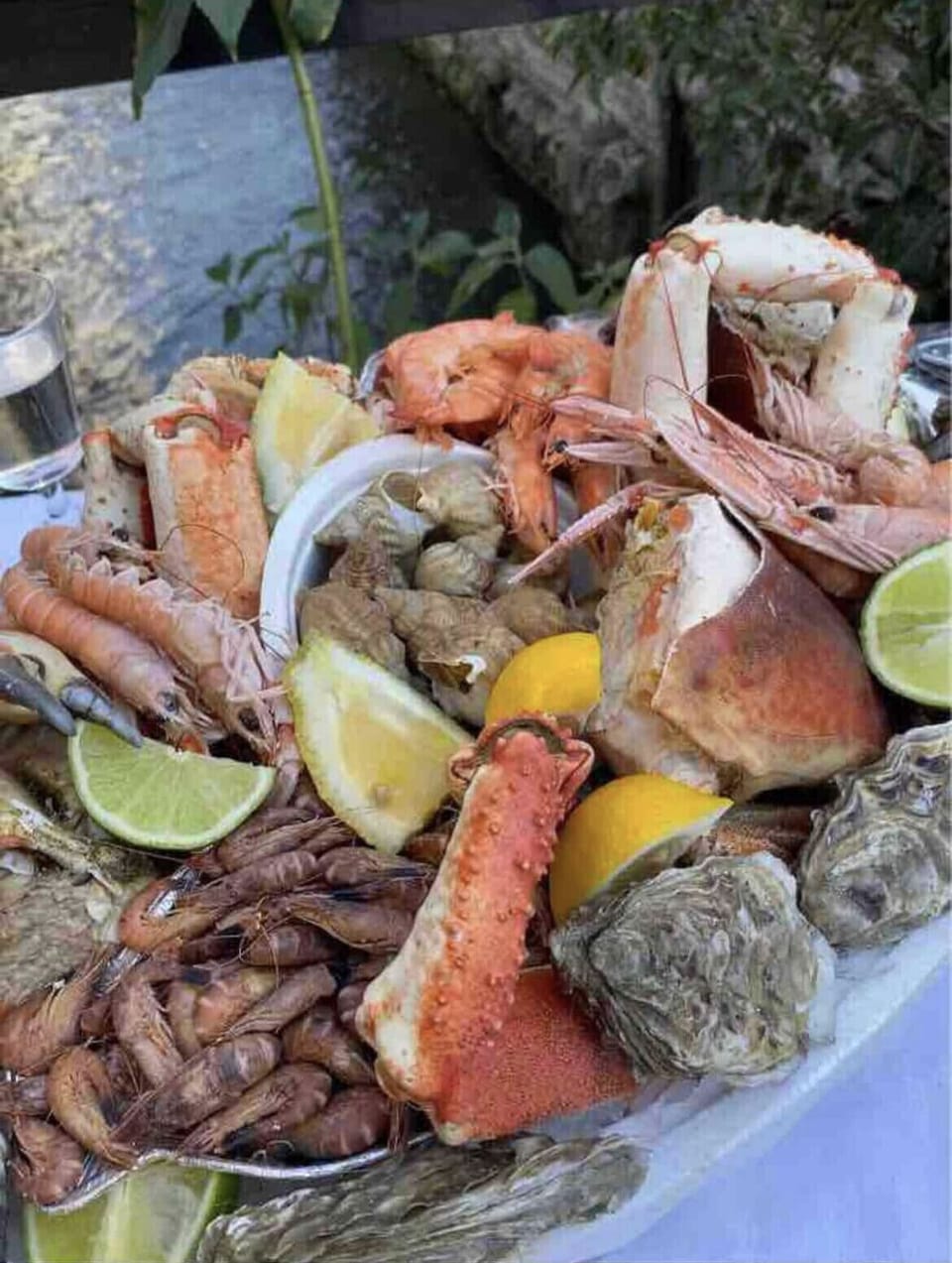 Plateau de Fruits de Mer enjoyed on the terrace - tools and stand provided