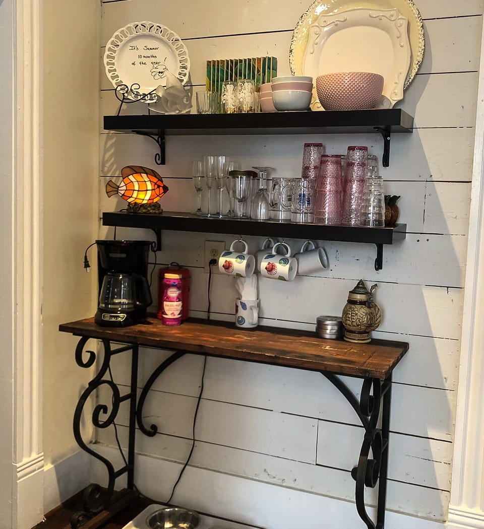 Coffee bar. Grab a morning cup and enjoy it on the front porch or back deck.