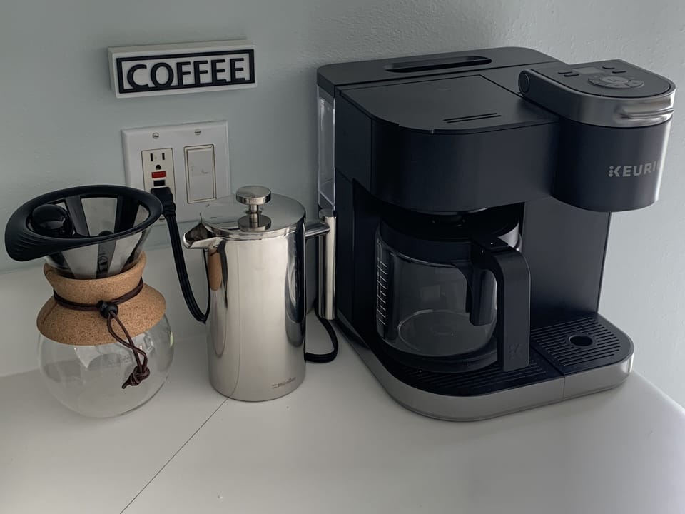 The ultimate coffee bar - pour over, French press, drip and single serve/k-cup