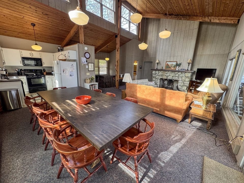 Open Living and Dining with lake views