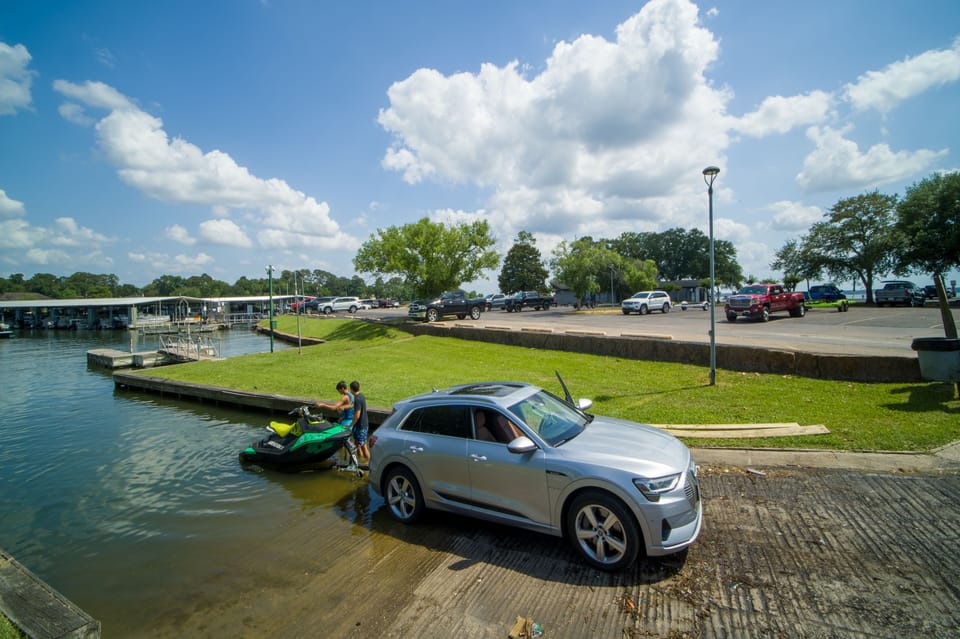 Neighborhood marina ramp  just on other side of cove for off loading water toys