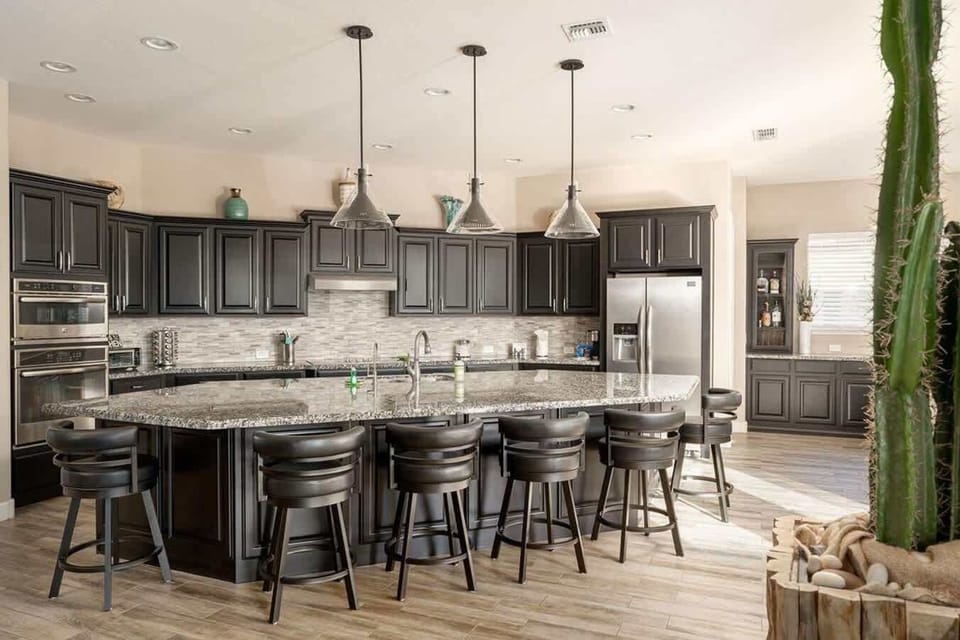 Very large sit up kitchen island. Handsome cabinetry throughout the kitchen with soft close drawers and cabinets.