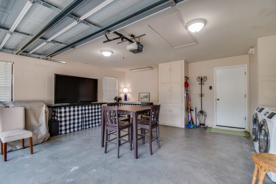 Watch the game or store your outdoor gear. 