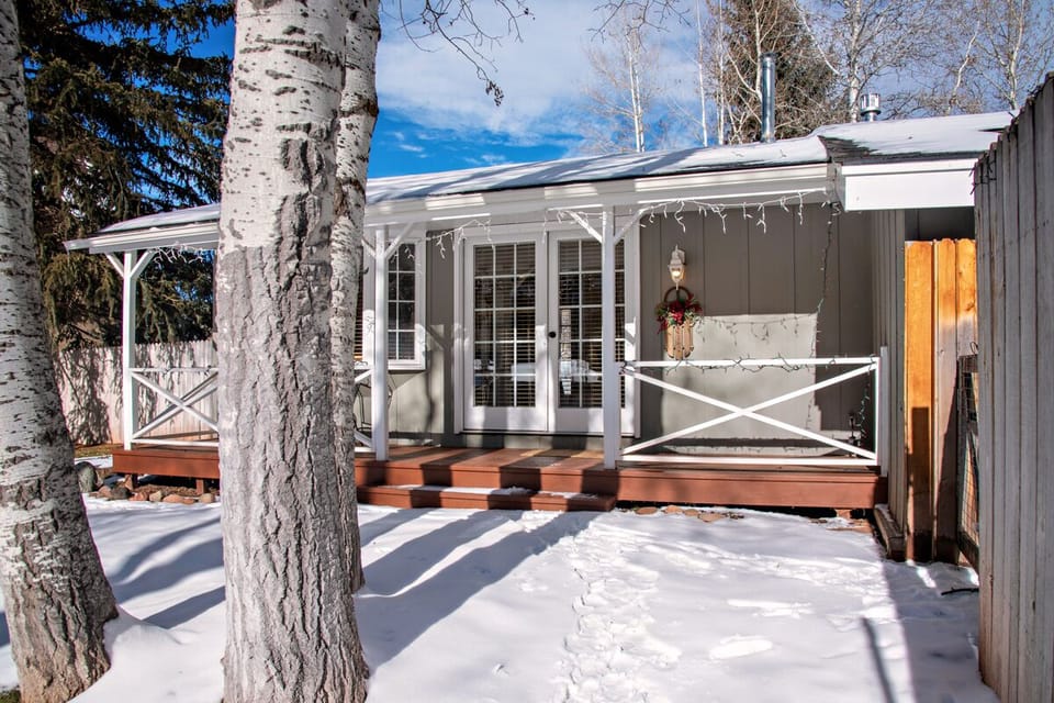 Winter view of the front of the home