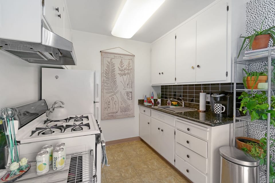 Fully stocked bright kitchen