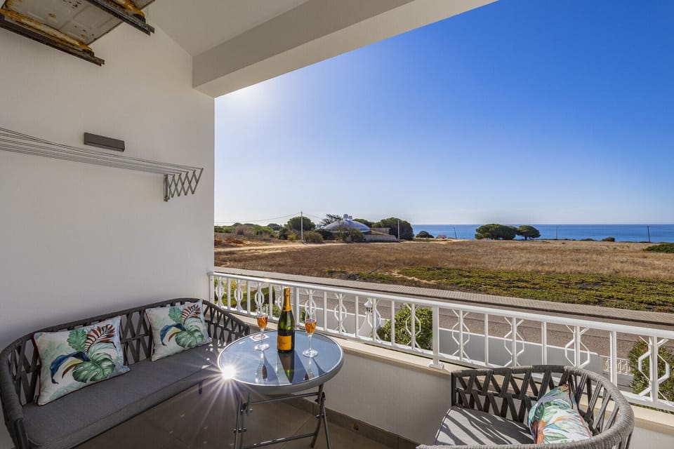 Balcony with outdoor furniture and amazing sea views