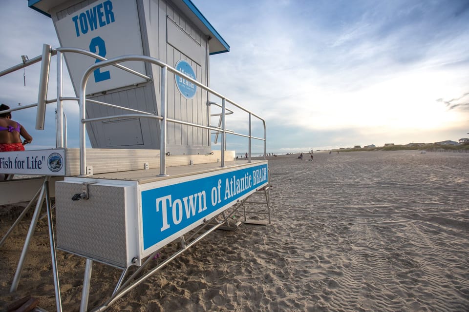 lifeguard tower on the beach across the street