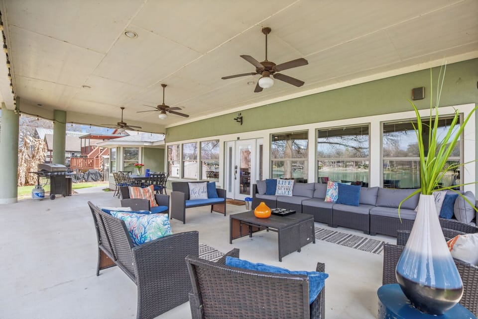 On of the HUGE outdoor covered patios. The space between inside and outside.