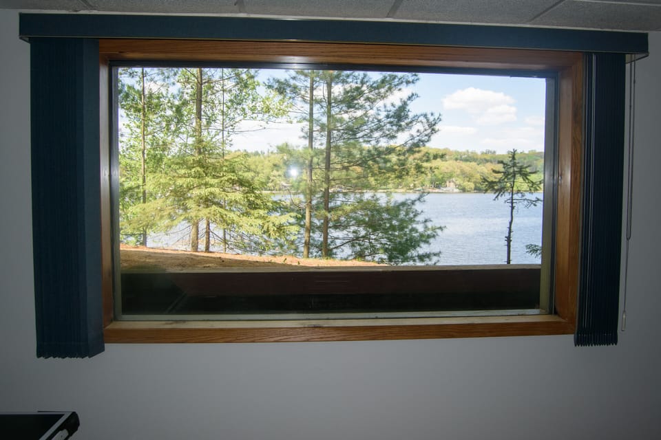 Beautiful views of the lake on the lower level. 