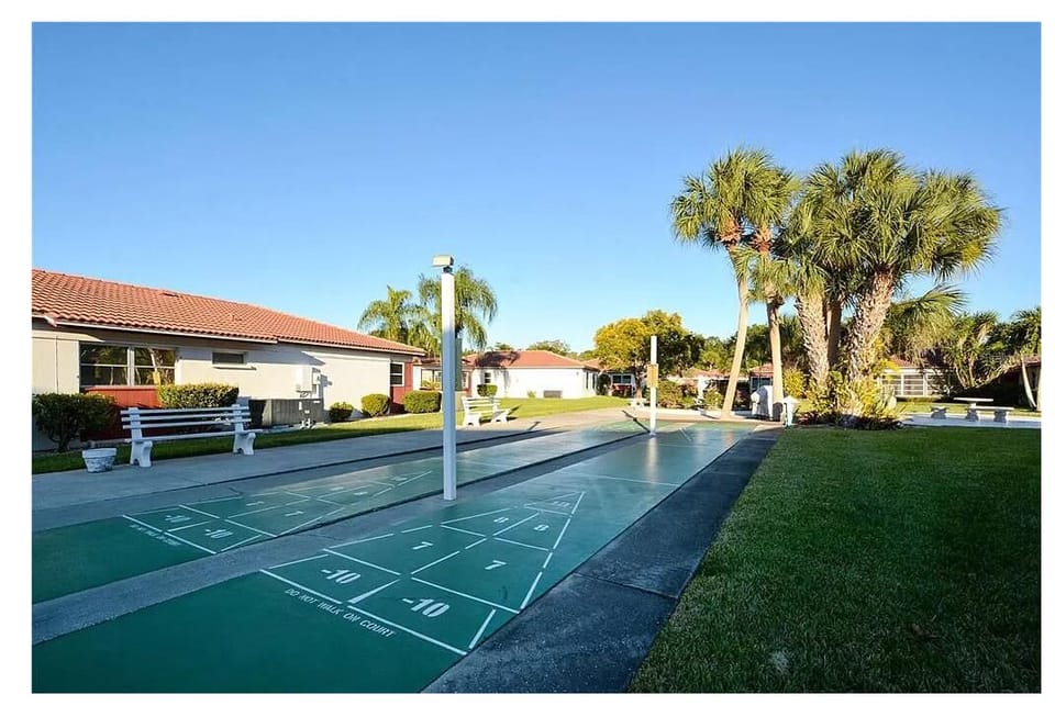 Shuffleboard court and open area