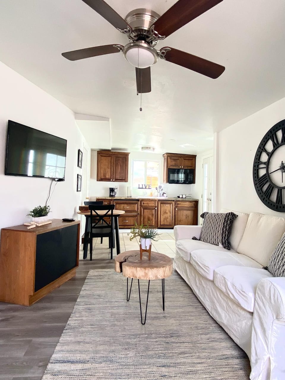 kitchen and living room