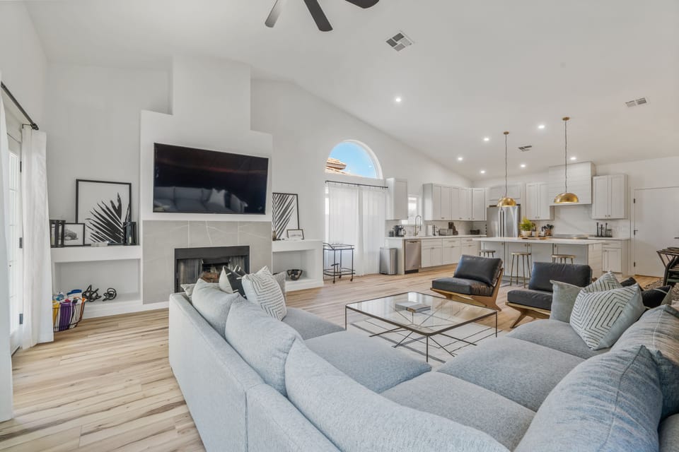 Living Area w/ Kitchen in Background