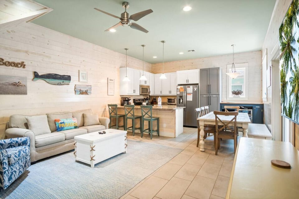 Spacious Open-Concept Living Area with Coastal Charm