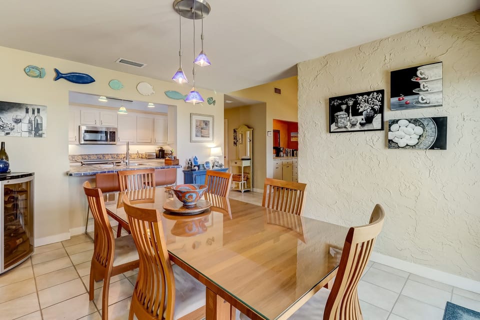 Dining area view into kitchen