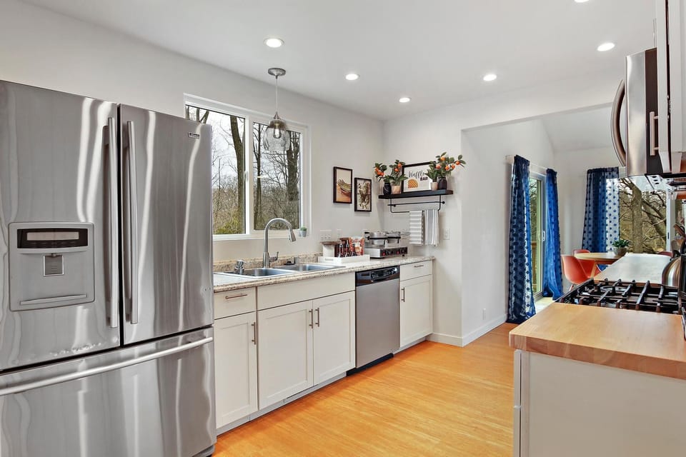 The kitchen is fully stocked, your home away from home! 