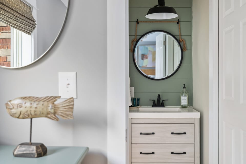 A second bathroom keeps the morning and evening routines on schedule.