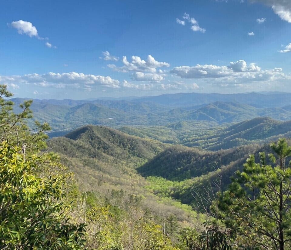 Lonesome pine look off with view of Bryson City.