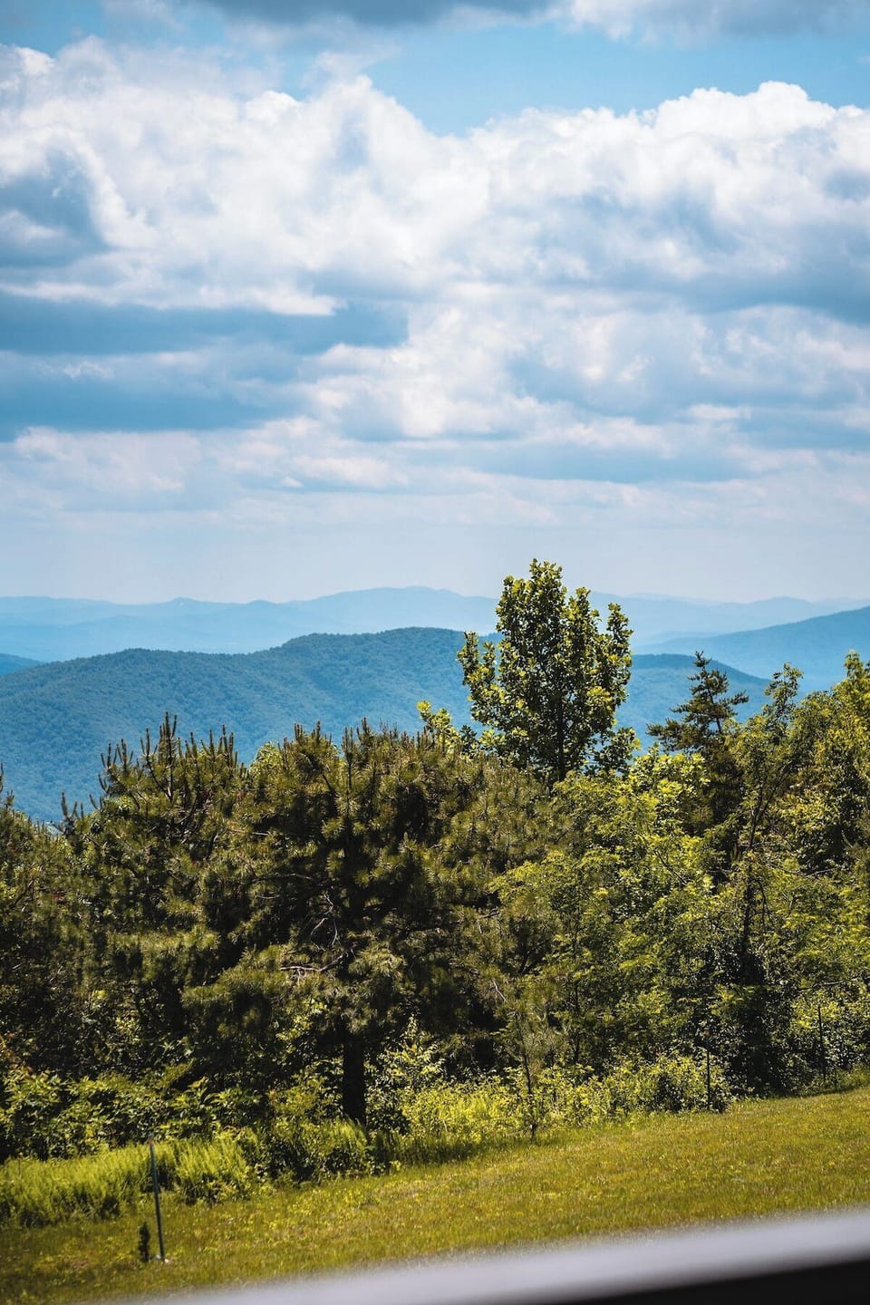 Day view of mountains from deck