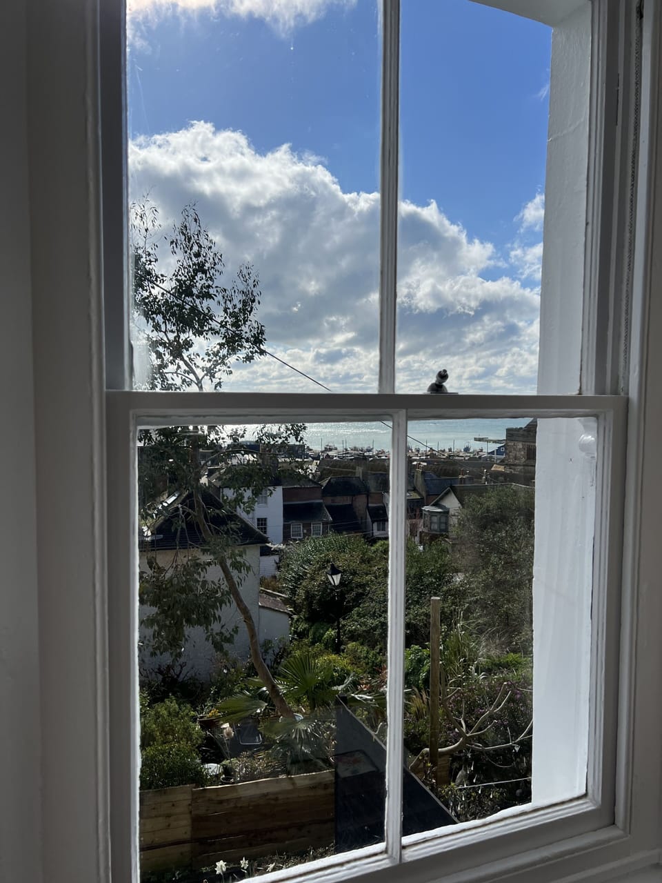 Garden views and the sea beyond