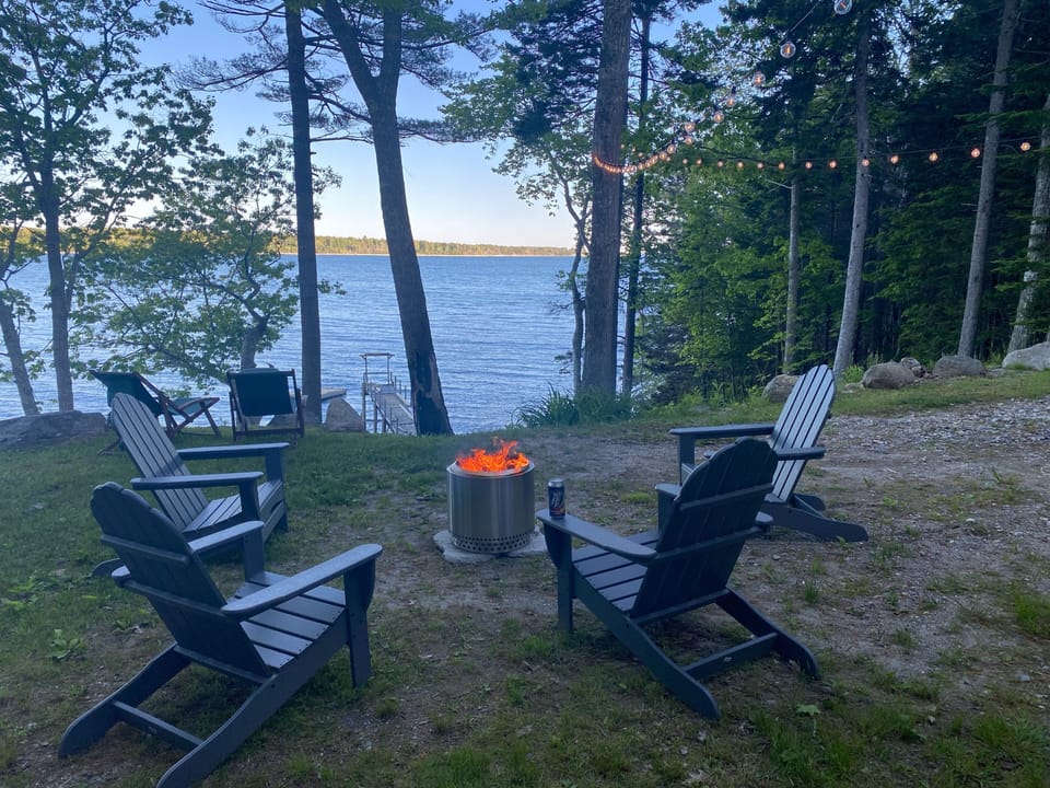 Backyard by the fire (note float is no longer in the water)