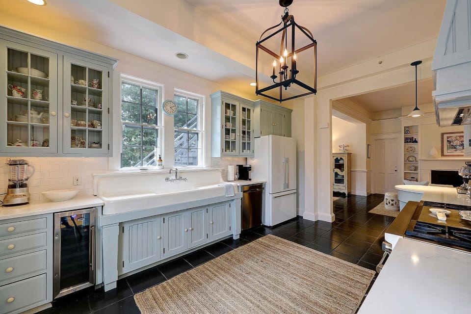 Fabulous original porcelain sink! Wine cooler, too!