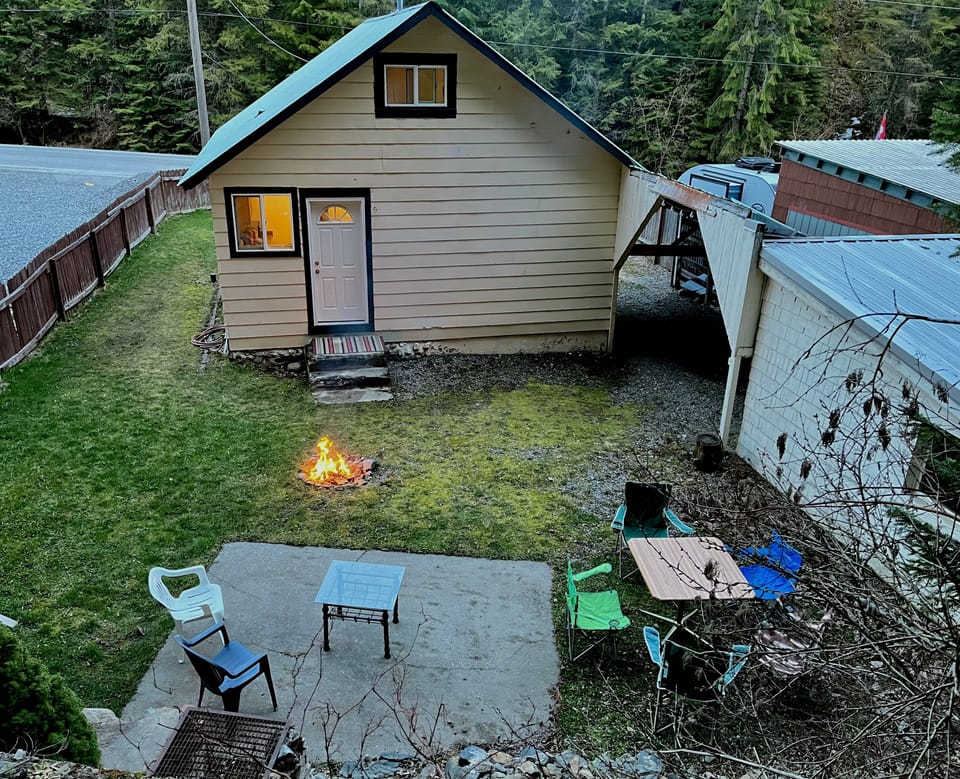 We love eating and visiting out back on a nice day