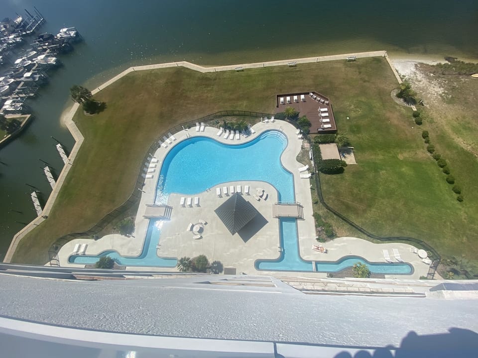 The kids love the long narrow, shallow areas on the sides of the pool. 