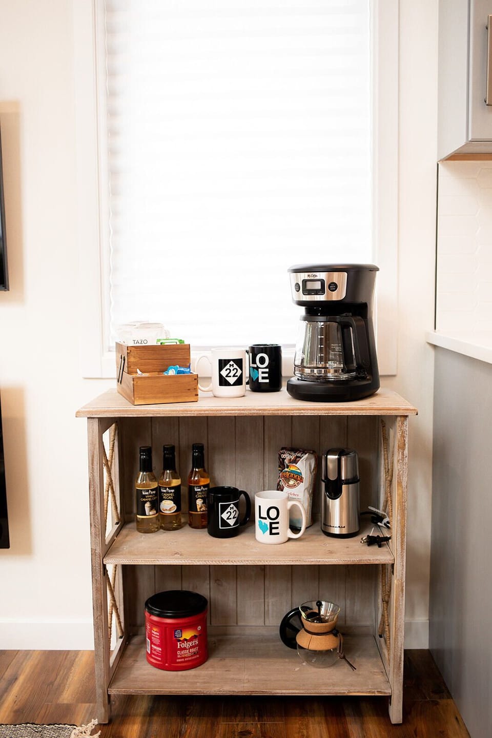 Complimentary coffee station.