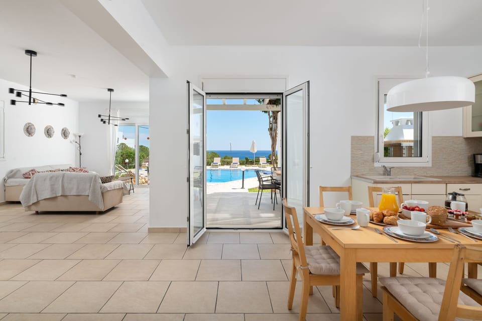Open plan kitchen and lounge leading to the pool area