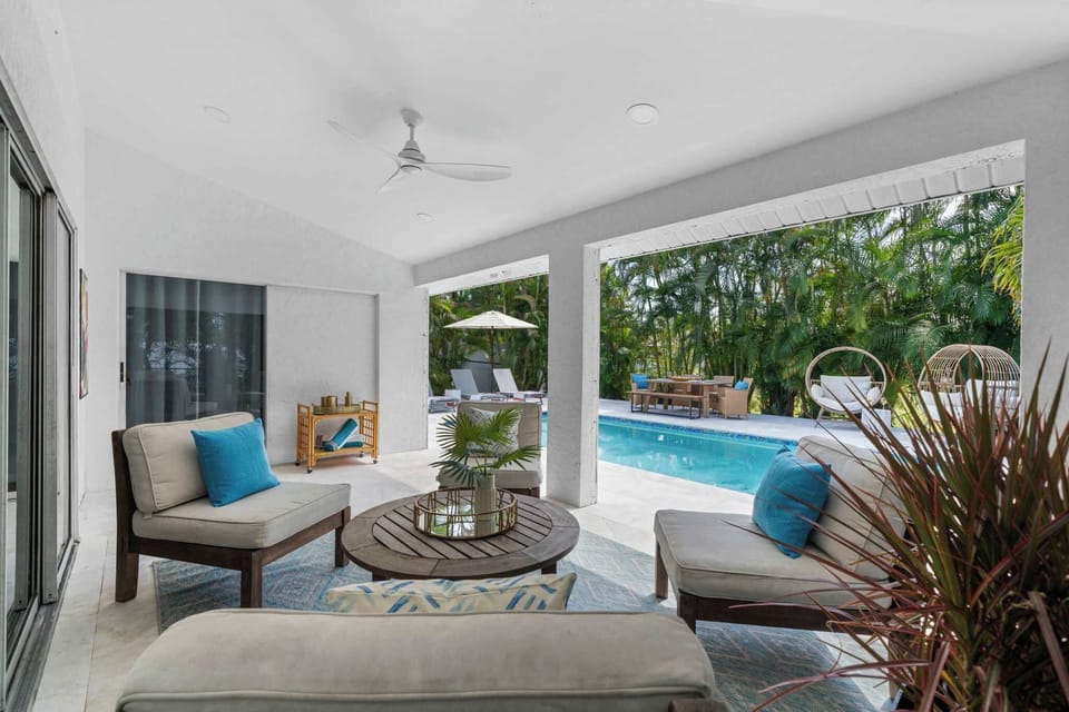 Enjoy your favorite beverage on the covered patio.