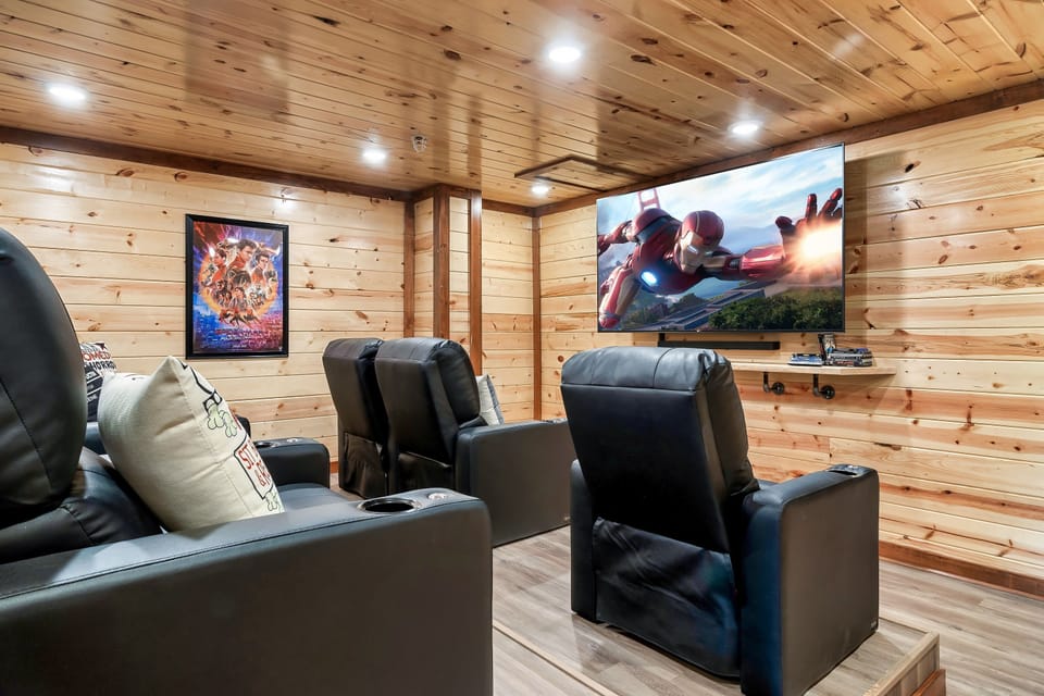 MOVIE NIGHT!!  Reclining Theater Seats with 86" Smart TV and Surround Sound