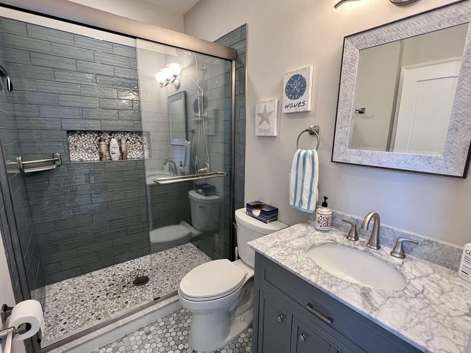 Guest bathroom on first floor (large shower)