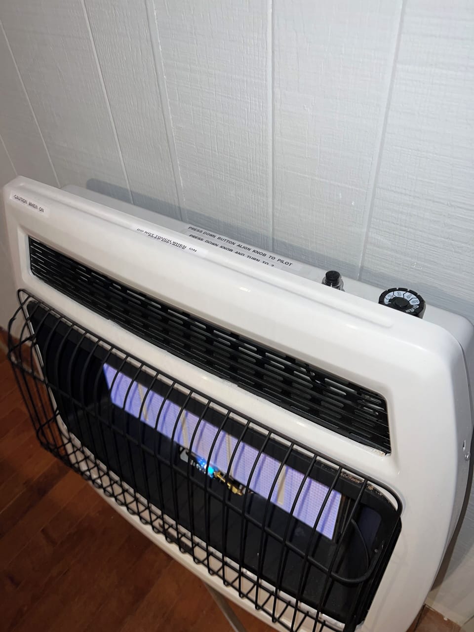 Propane Wall Heater near the dining area. 