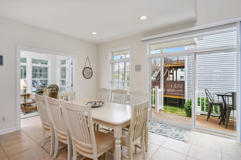 Bright and open, you'll appreciate the convenience of eating indoors or stroll out to the deck and dine out there!